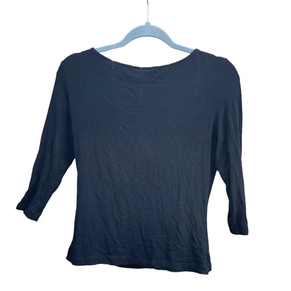 BCBGMAXAZRIA BLACK 3/4 SLEEVE CUT OUT Y2K TOP - Picture 2 of 3